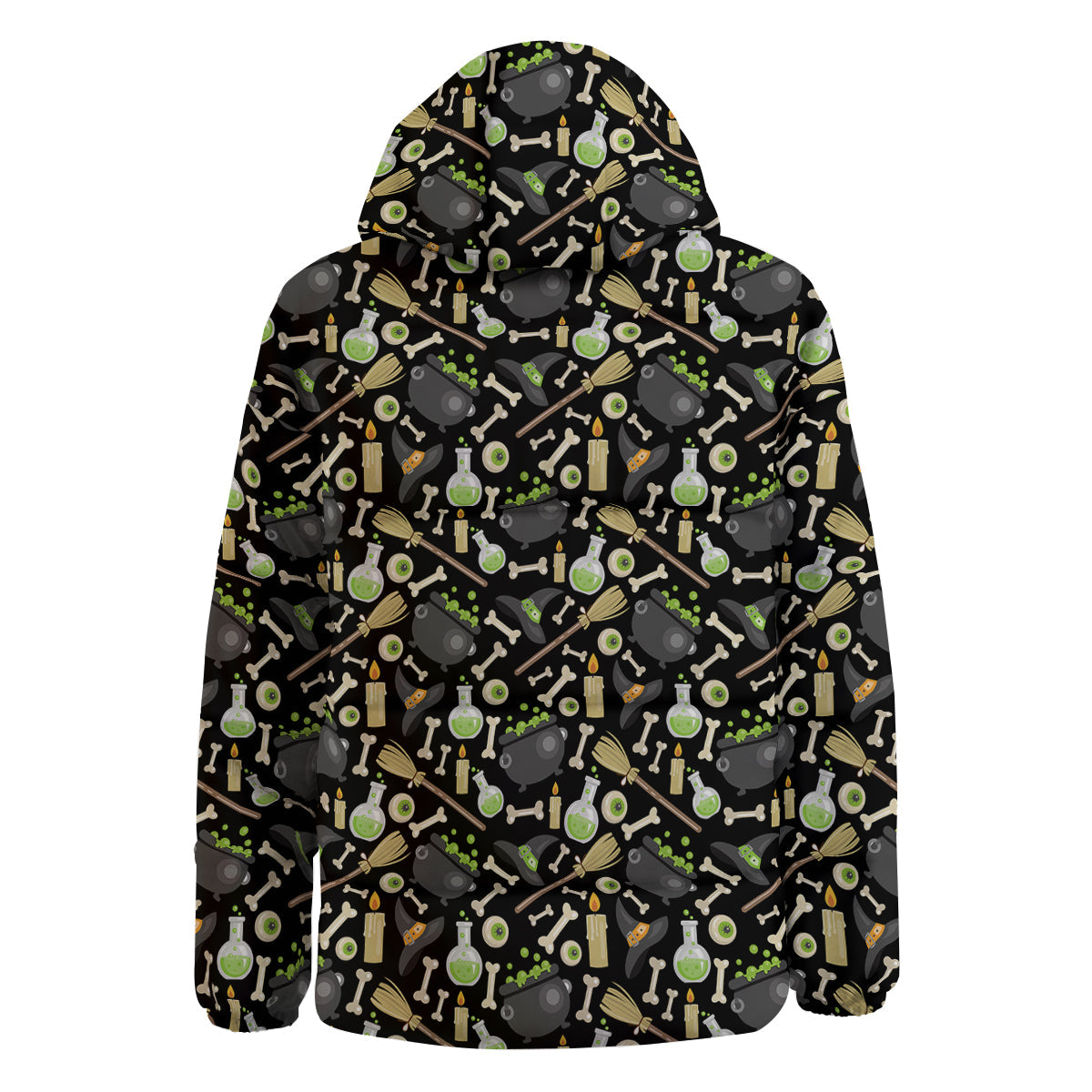 Witch Cauldron Green Print Pattern Down Jacket-grizzshop