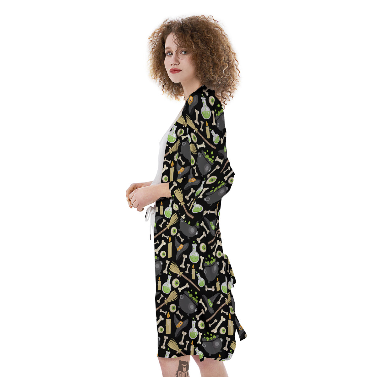 Witch Cauldron Green Print Pattern Kimono-grizzshop