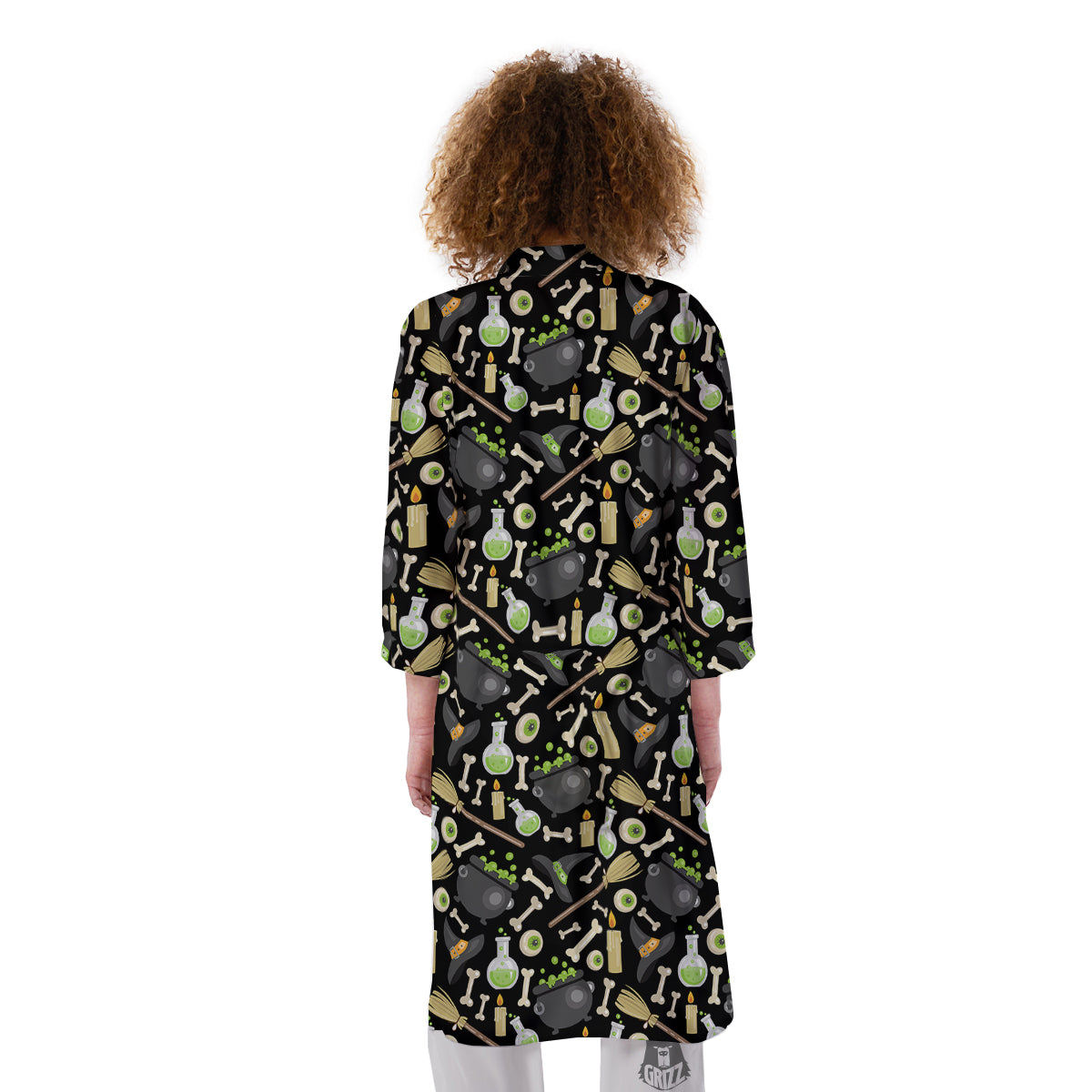 Witch Cauldron Green Print Pattern Kimono-grizzshop