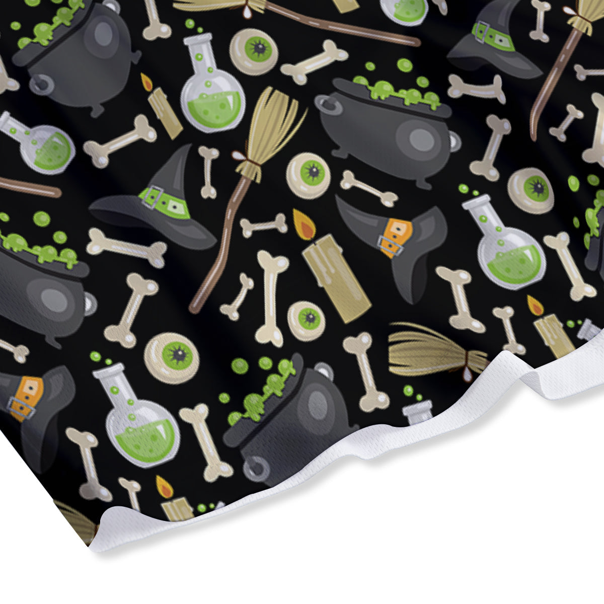 Witch Cauldron Green Print Pattern Mesh Shorts-grizzshop