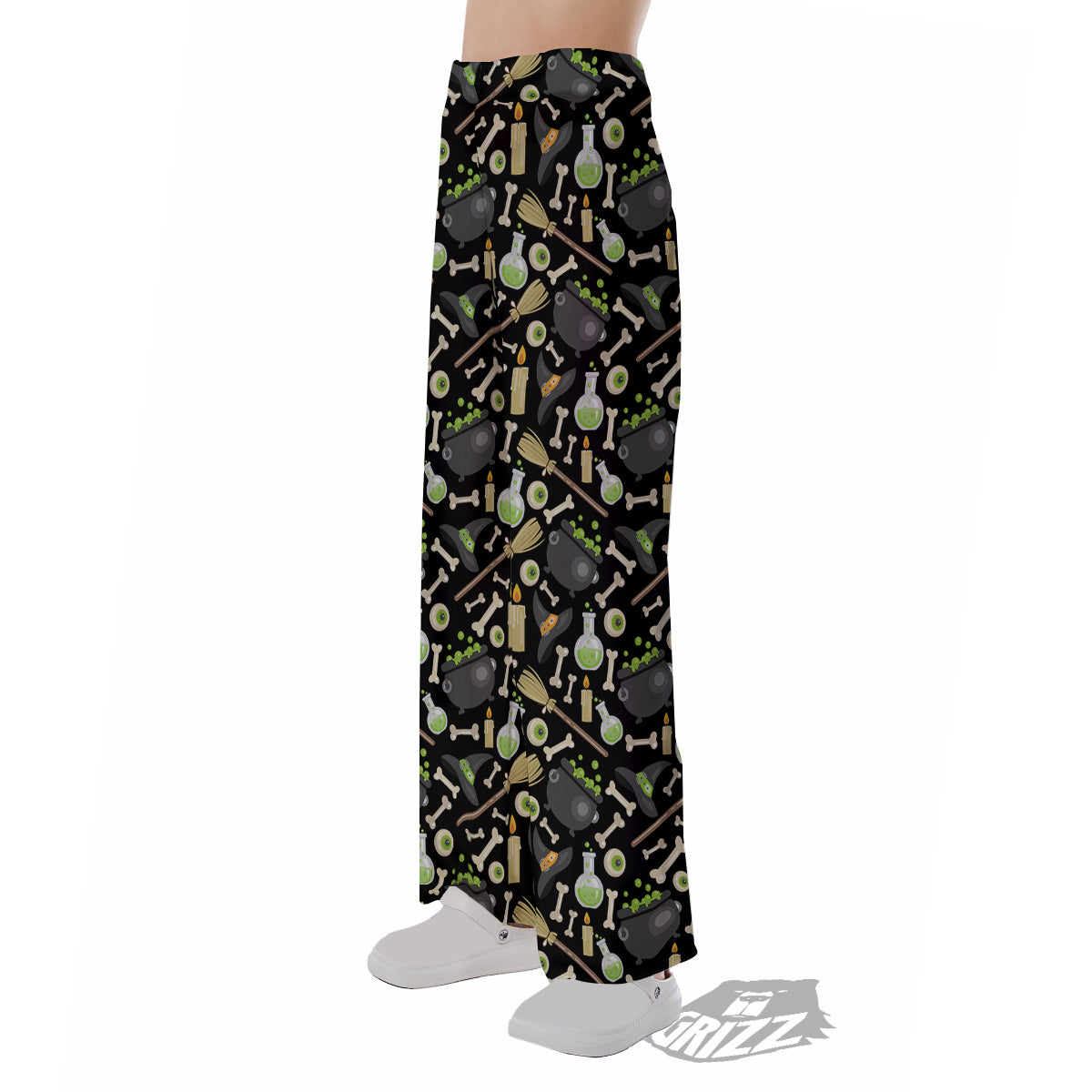 Witch Cauldron Green Print Pattern Pajama Pants-grizzshop