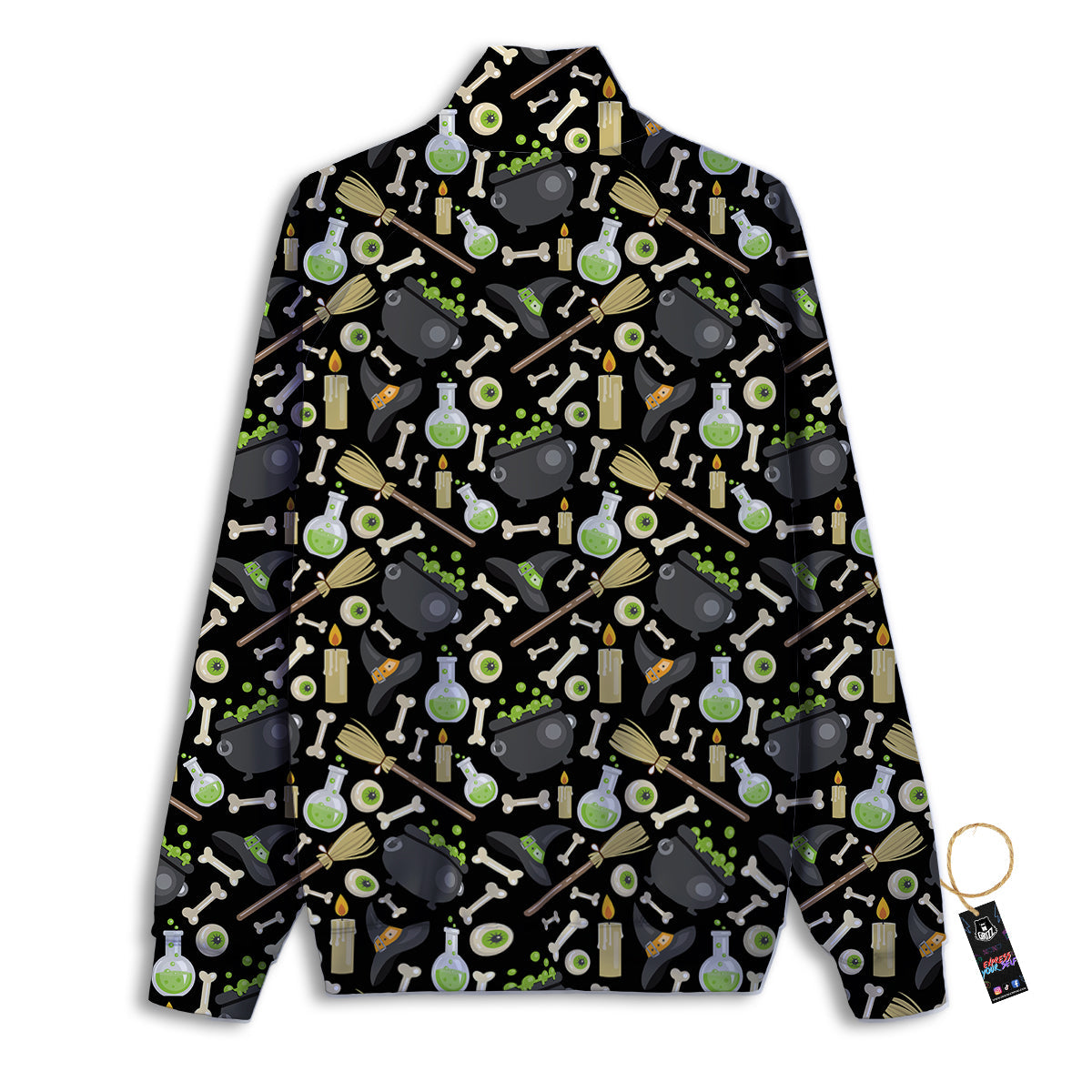 Witch Cauldron Green Print Pattern Track Jacket-grizzshop