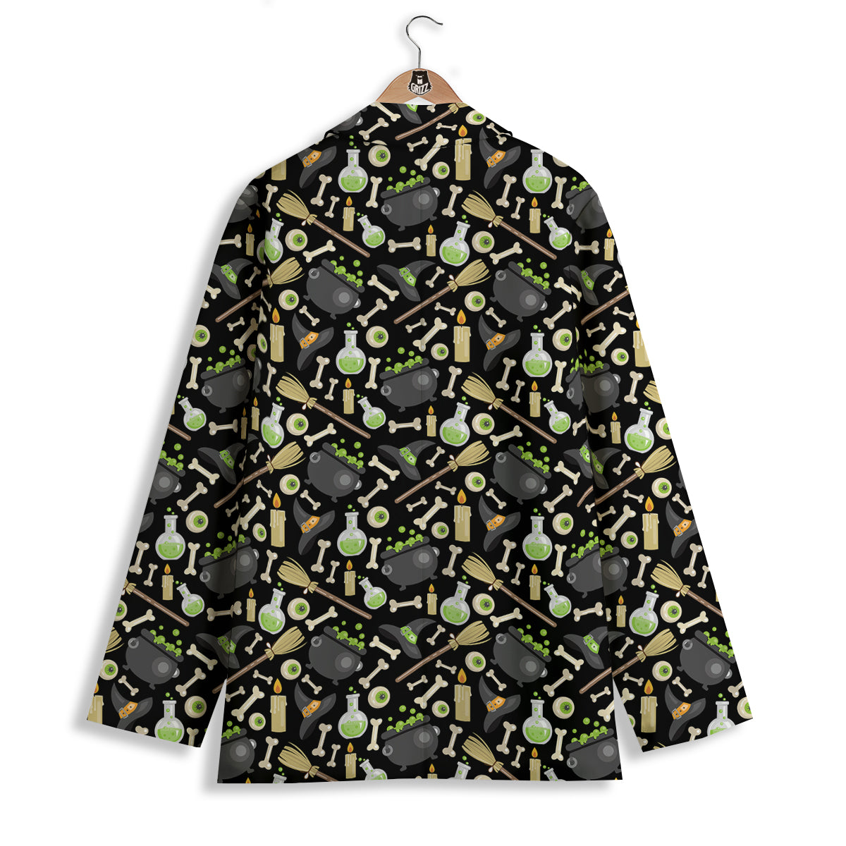 Witch Cauldron Green Print Pattern Women's Blazer-grizzshop