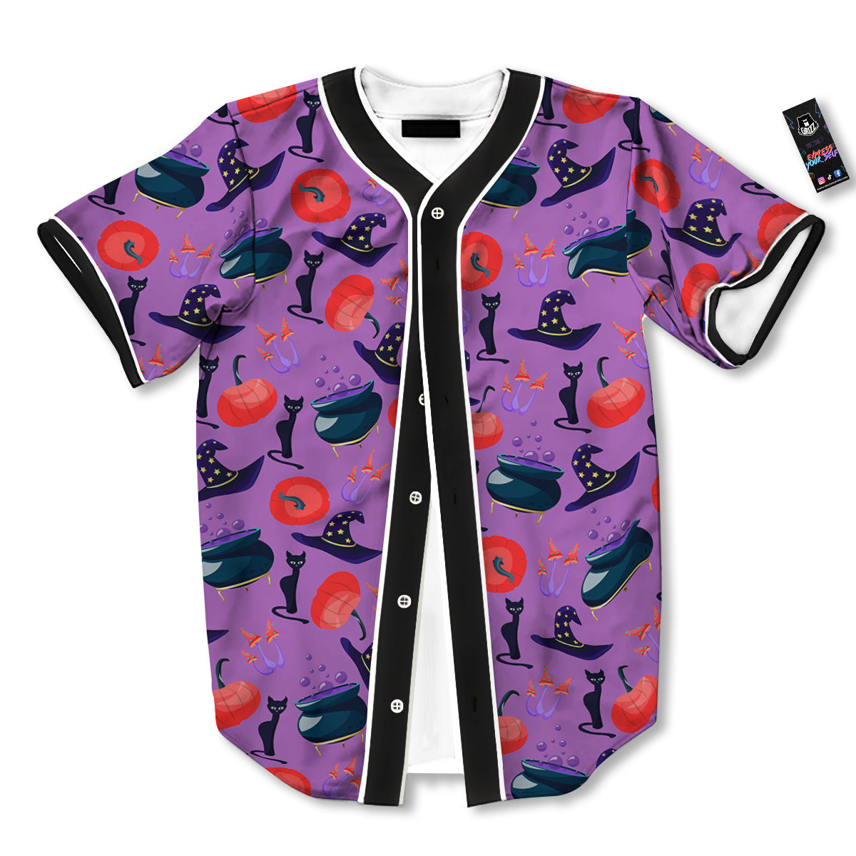 Witch Cauldron Halloween Print Pattern Baseball Jersey-grizzshop