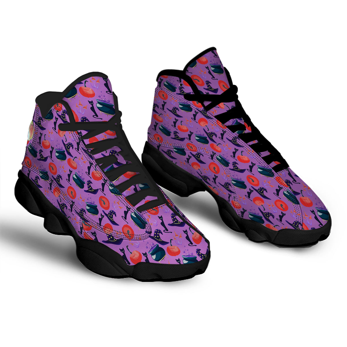 Witch Cauldron Halloween Print Pattern Black Basketball Shoes-grizzshop