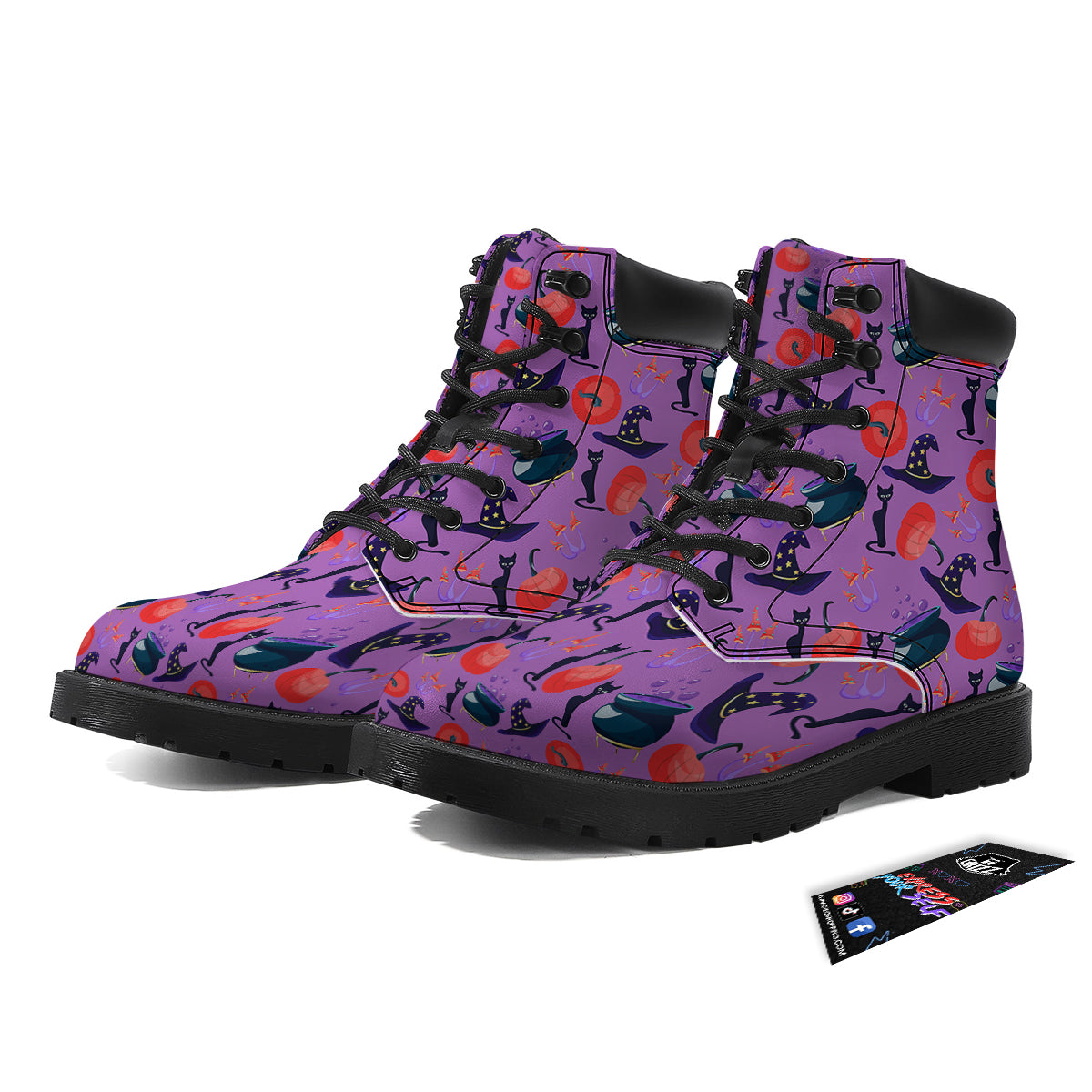 Witch Cauldron Halloween Print Pattern Boots-grizzshop
