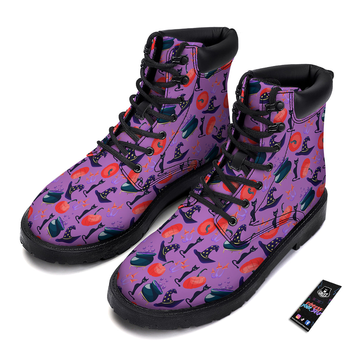 Witch Cauldron Halloween Print Pattern Boots-grizzshop