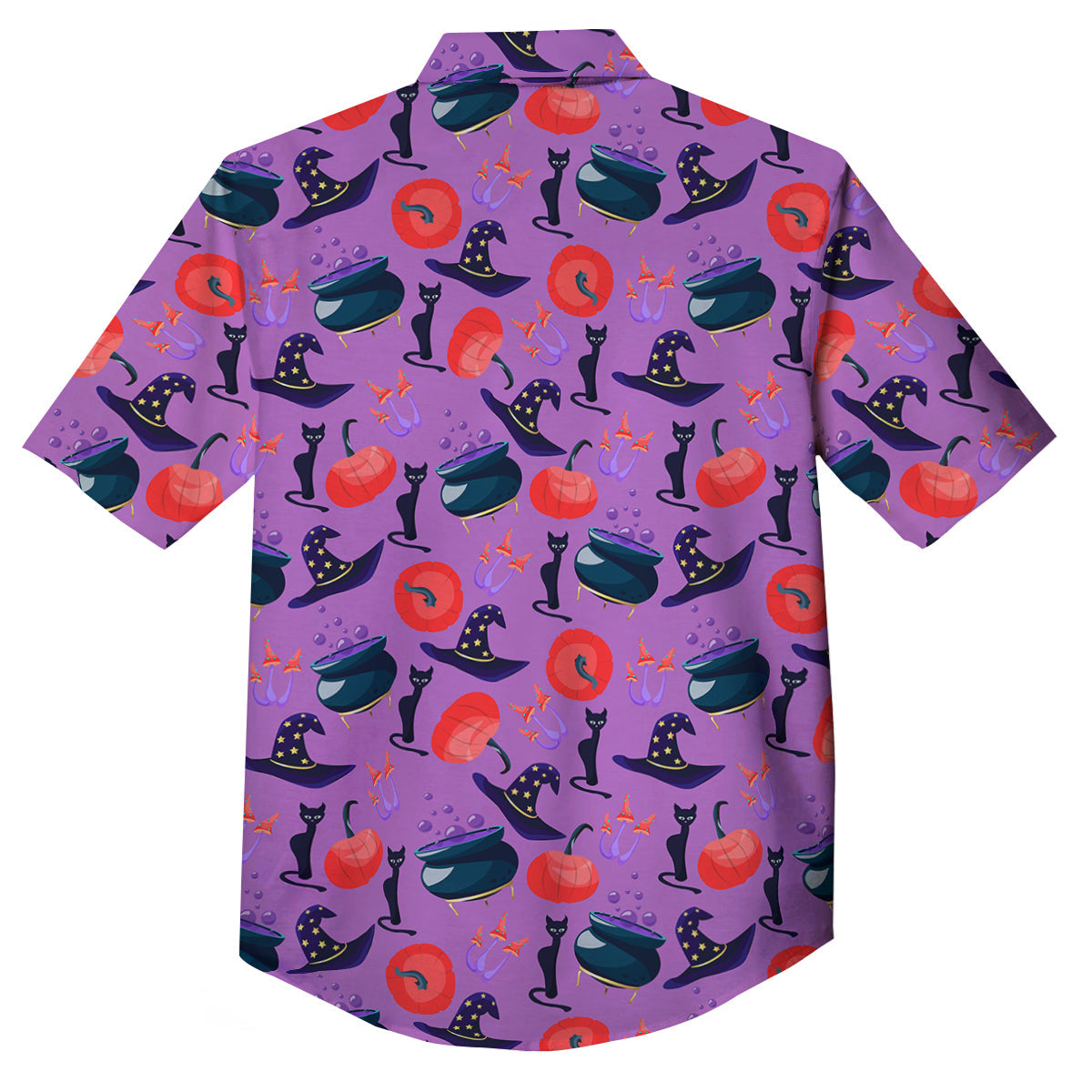 Witch Cauldron Halloween Print Pattern Button Up Shirt-grizzshop