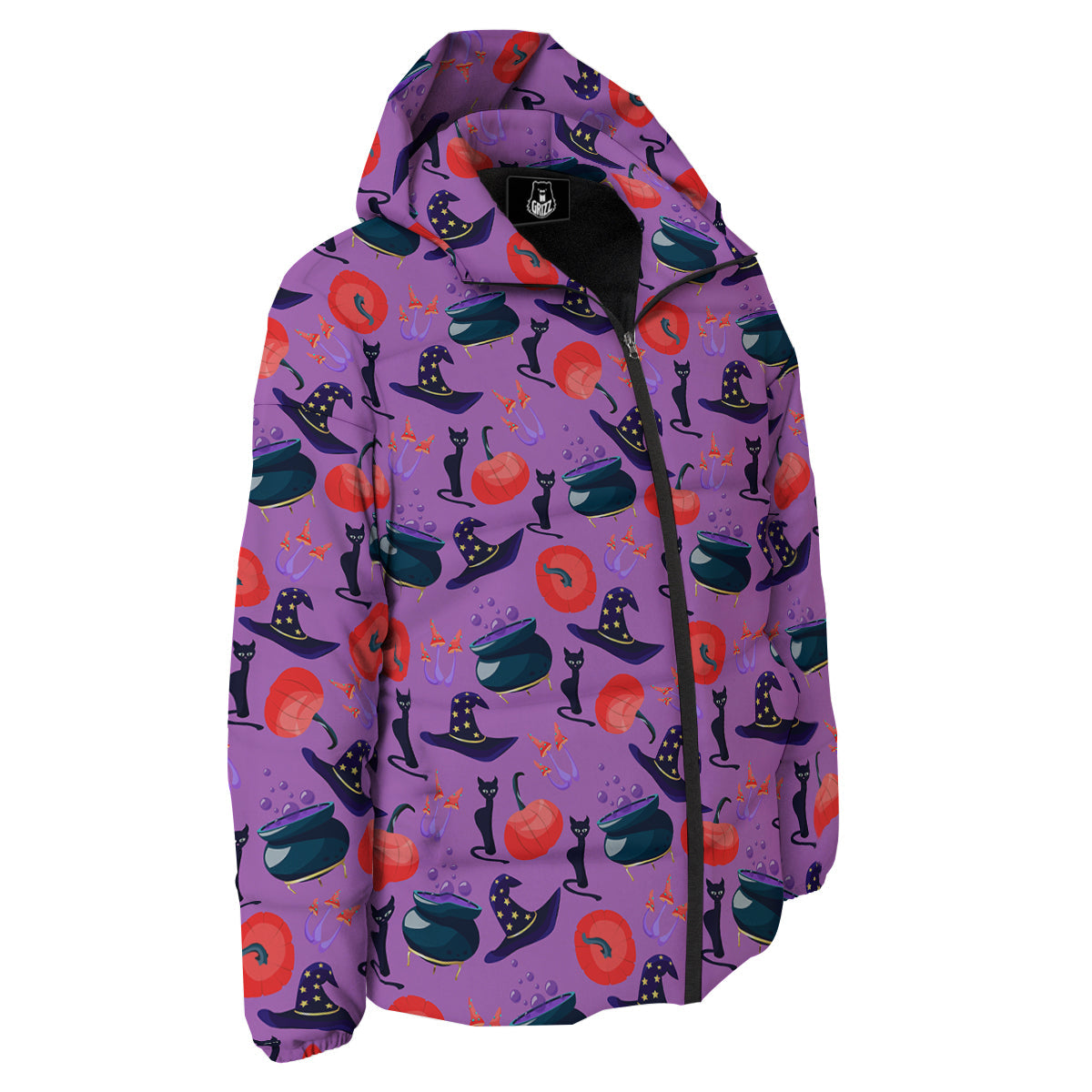 Witch Cauldron Halloween Print Pattern Down Jacket-grizzshop