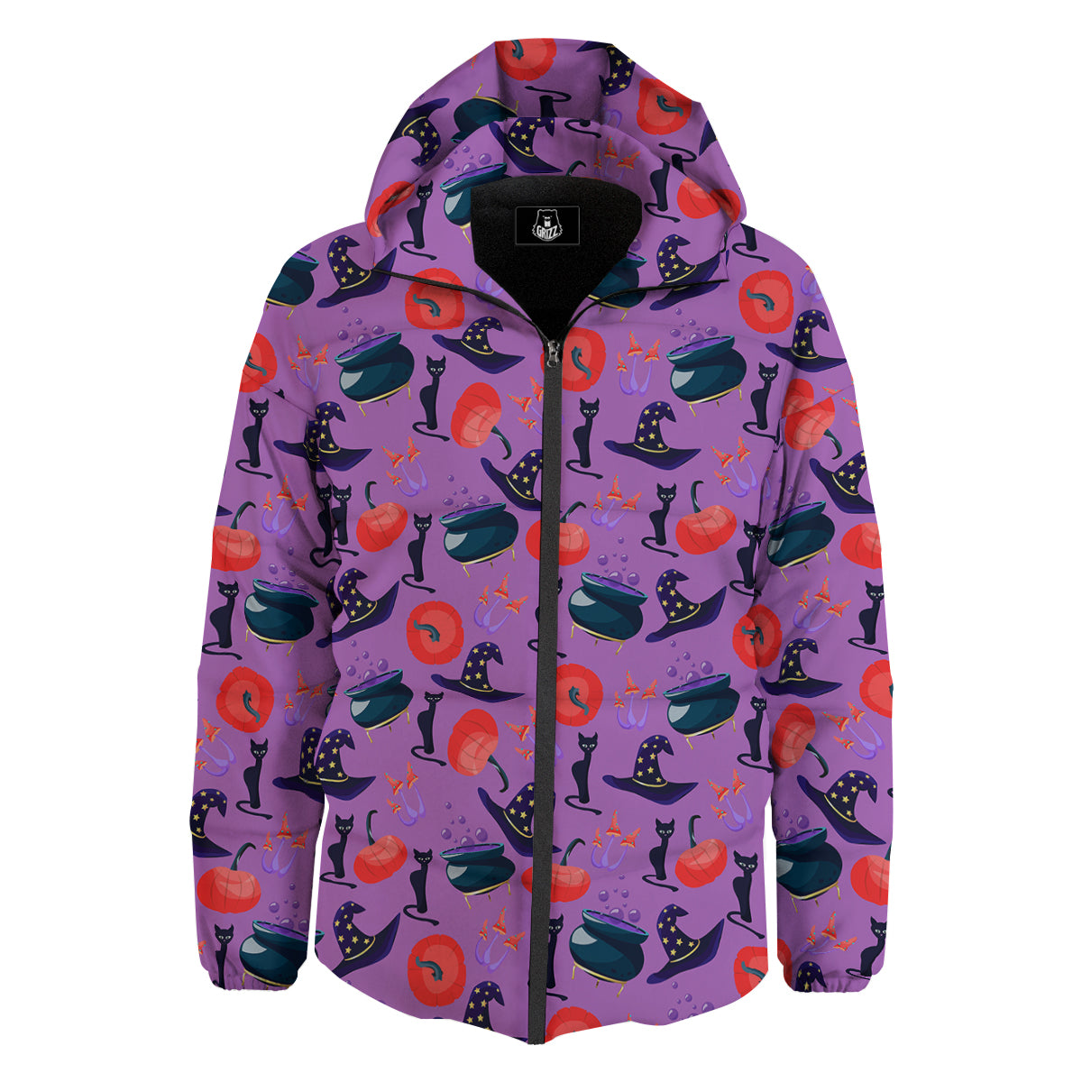 Witch Cauldron Halloween Print Pattern Down Jacket-grizzshop