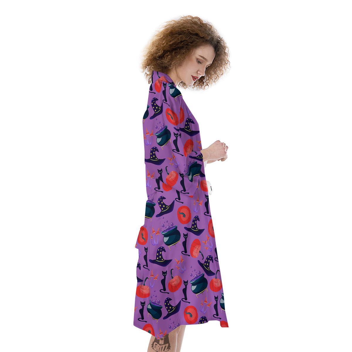 Witch Cauldron Halloween Print Pattern Kimono-grizzshop