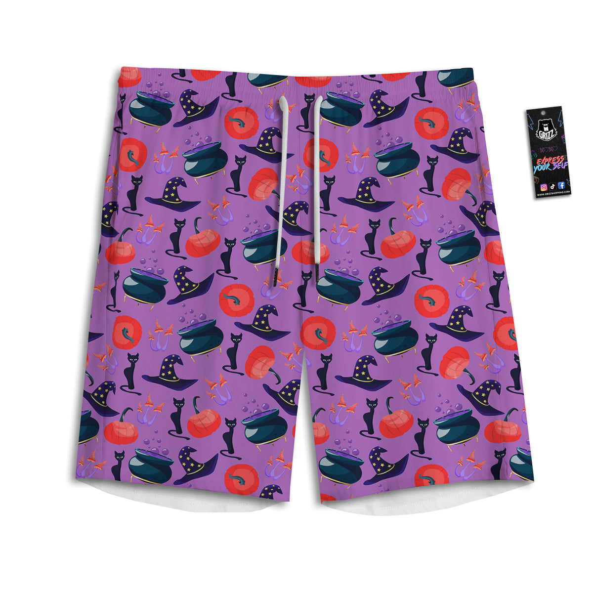 Witch Cauldron Halloween Print Pattern Men's Athletic Shorts
