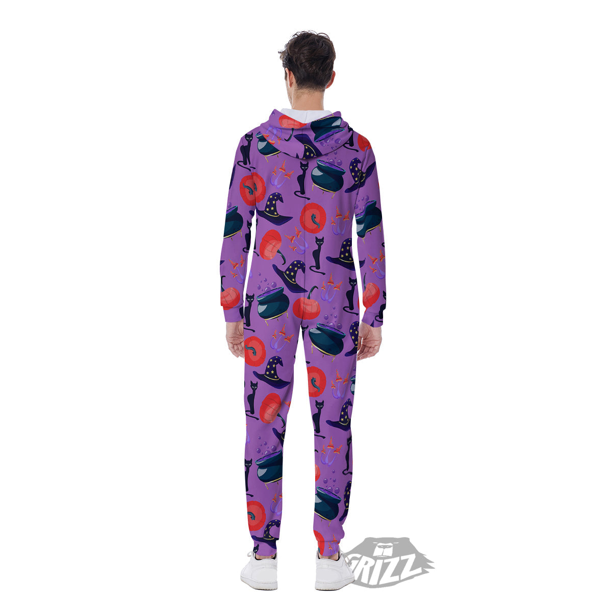 Witch Cauldron Halloween Print Pattern Men's Jumpsuit-grizzshop