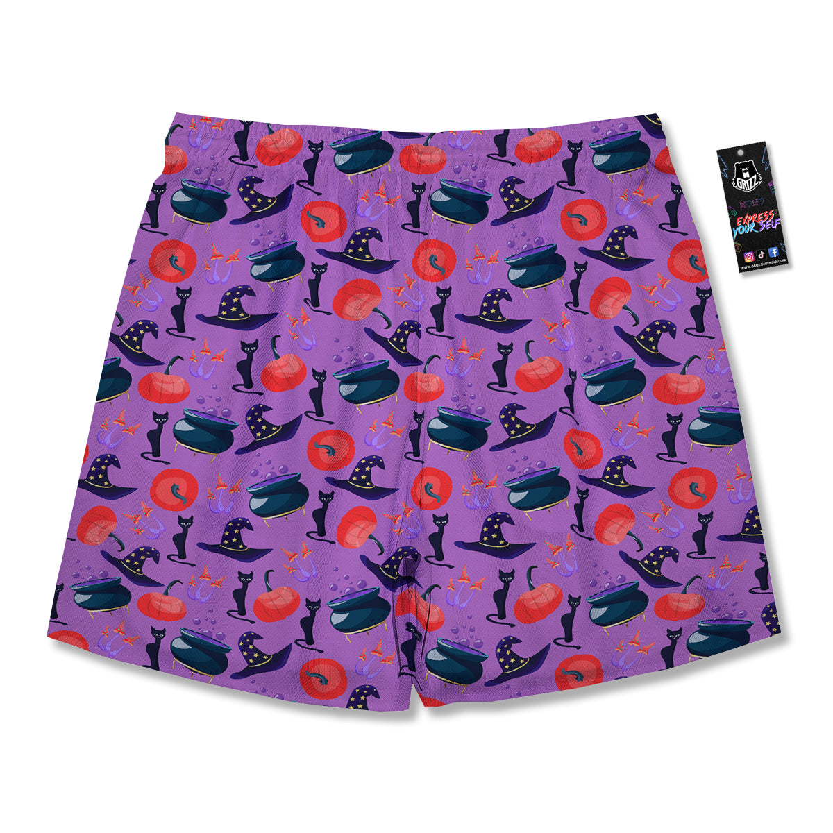 Witch Cauldron Halloween Print Pattern Men's Running Shorts-grizzshop