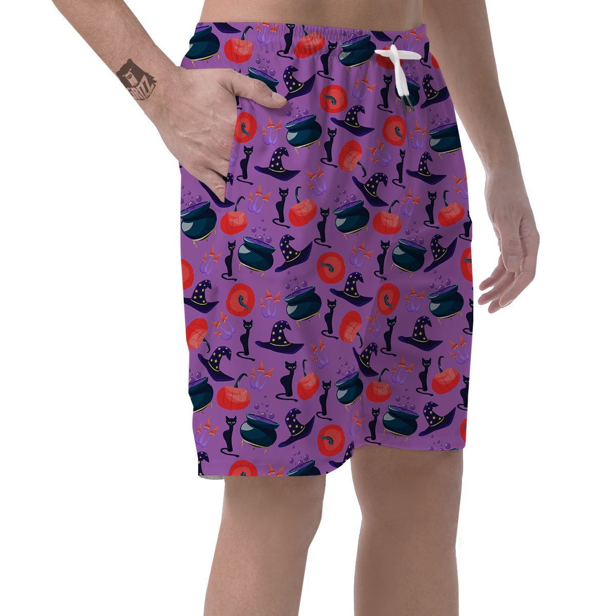 Witch Cauldron Halloween Print Pattern Men's Shorts-grizzshop