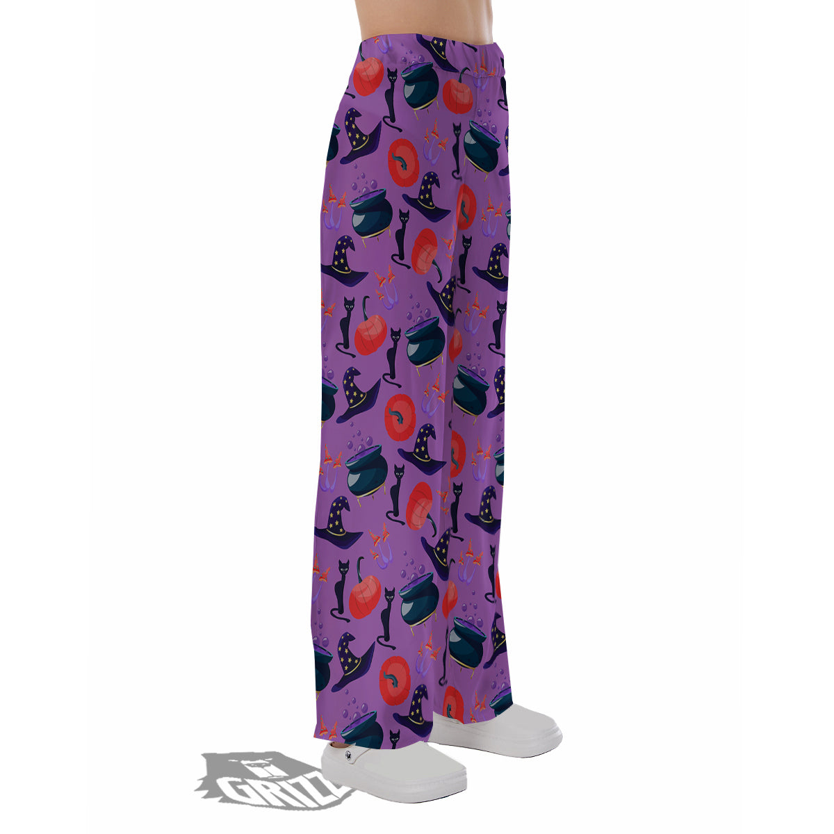 Witch Cauldron Halloween Print Pattern Pajama Pants-grizzshop