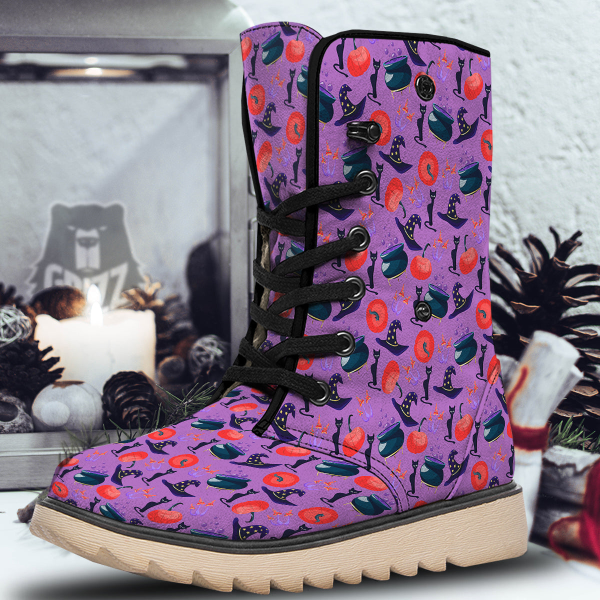 Witch Cauldron Halloween Print Pattern Snow Boots-grizzshop