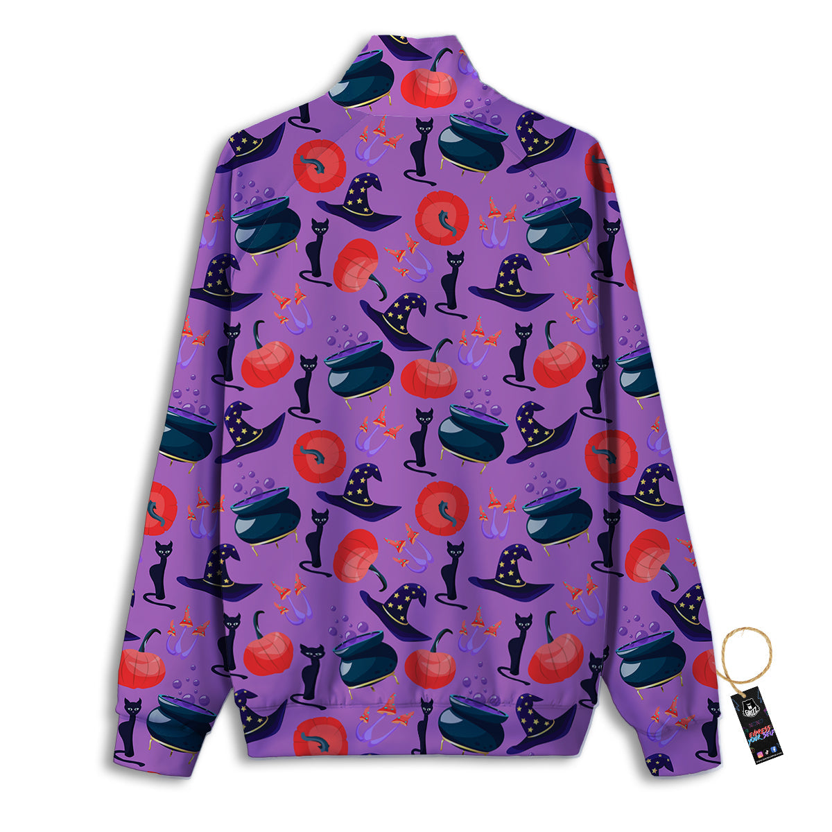 Witch Cauldron Halloween Print Pattern Track Jacket-grizzshop