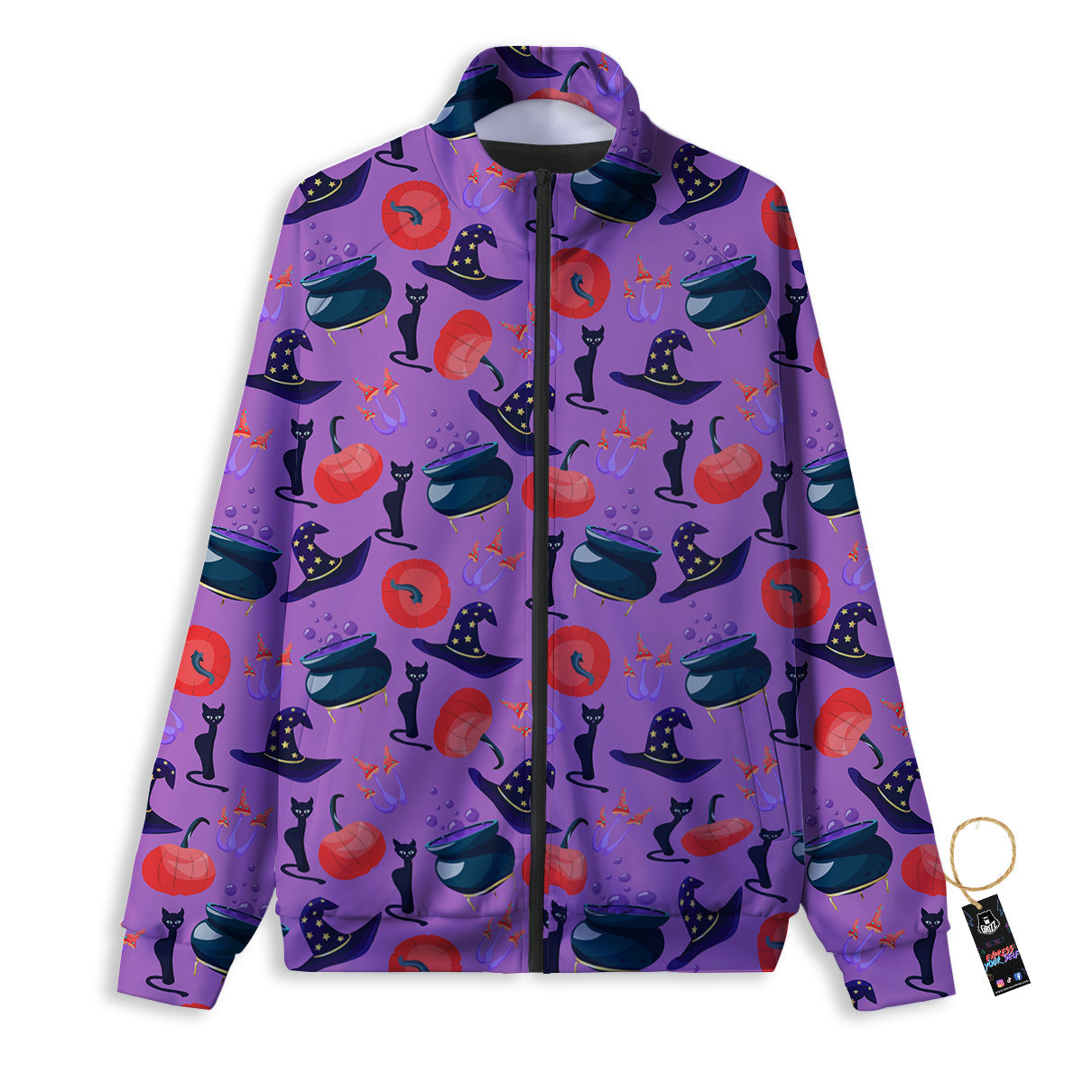 Witch Cauldron Halloween Print Pattern Track Jacket-grizzshop