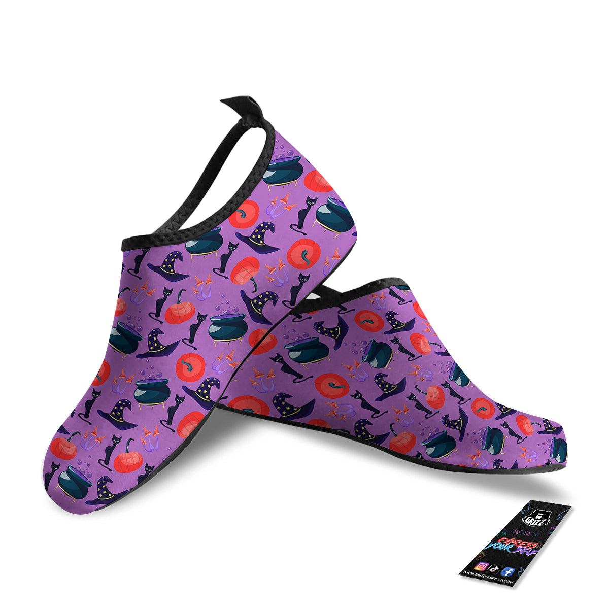 Witch Cauldron Halloween Print Pattern Water Shoes-grizzshop