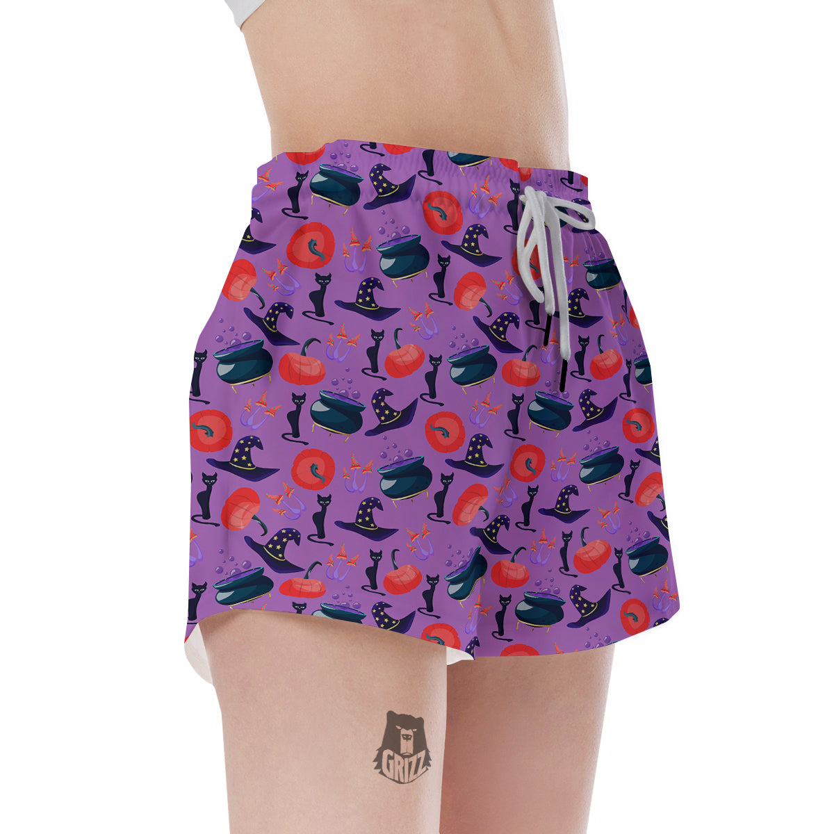 Witch Cauldron Halloween Print Pattern Women's Shorts-grizzshop