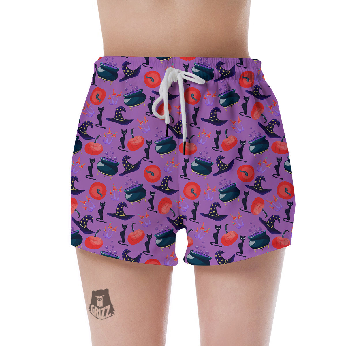 Witch Cauldron Halloween Print Pattern Women's Shorts-grizzshop