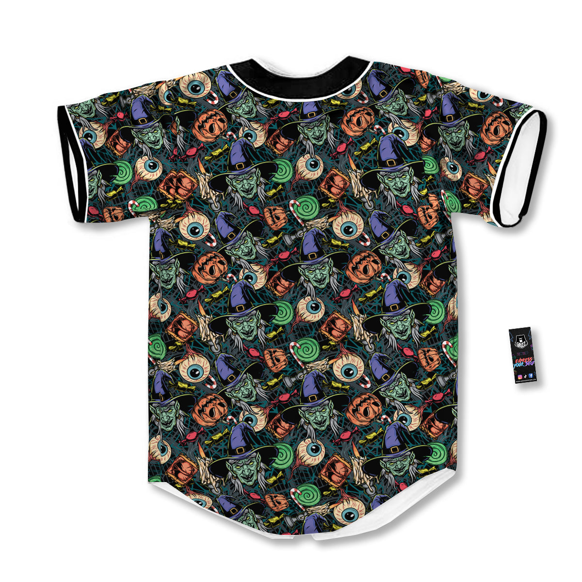 Witch Halloween Elements Print Pattern Baseball Jersey-grizzshop