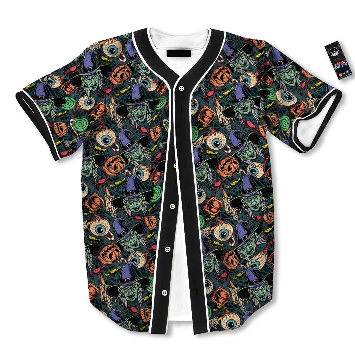 Witch Halloween Elements Print Pattern Baseball Jersey-grizzshop