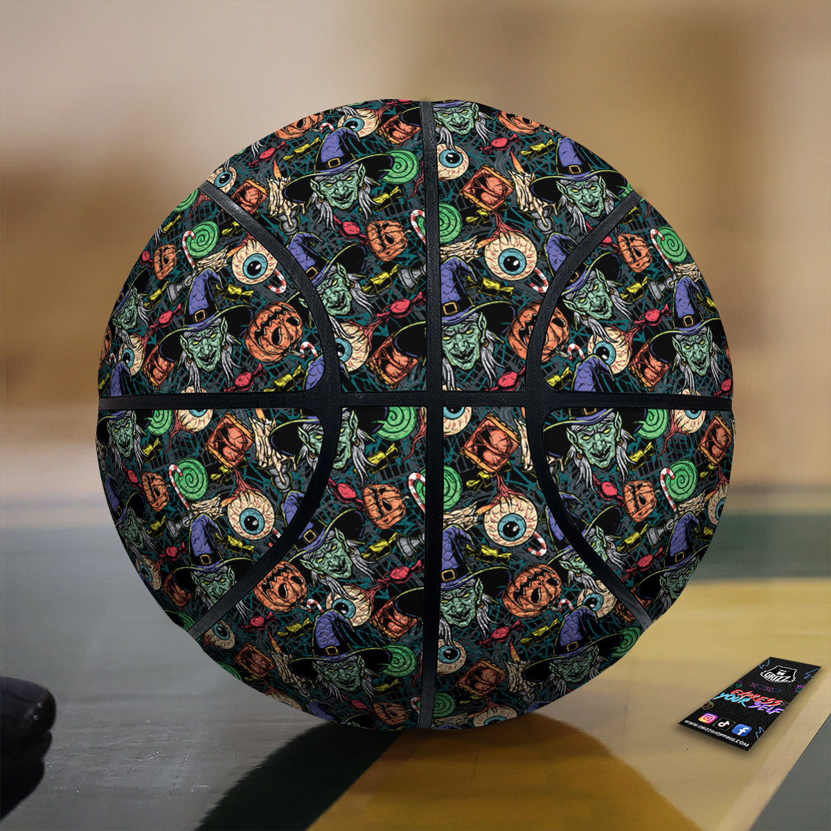 Witch Halloween Elements Print Pattern Basketball-grizzshop