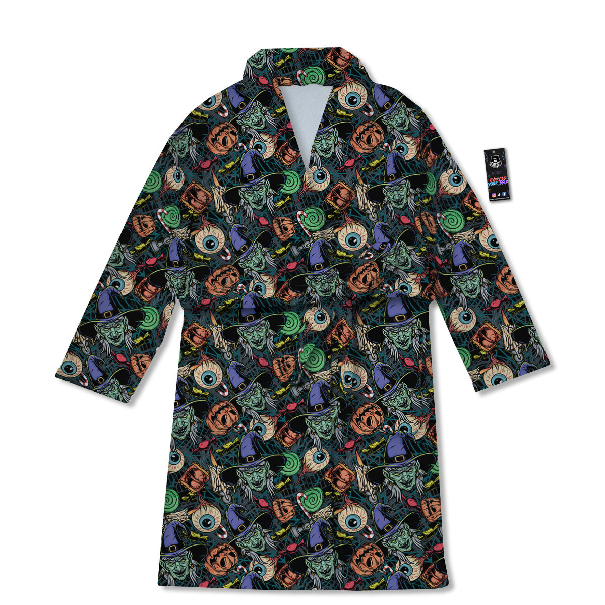 Witch Halloween Elements Print Pattern Bathrobe-grizzshop