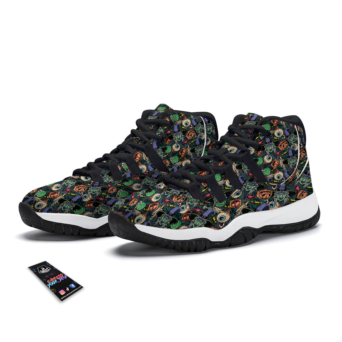 Witch Halloween Elements Print Pattern Black Bball Shoes-grizzshop