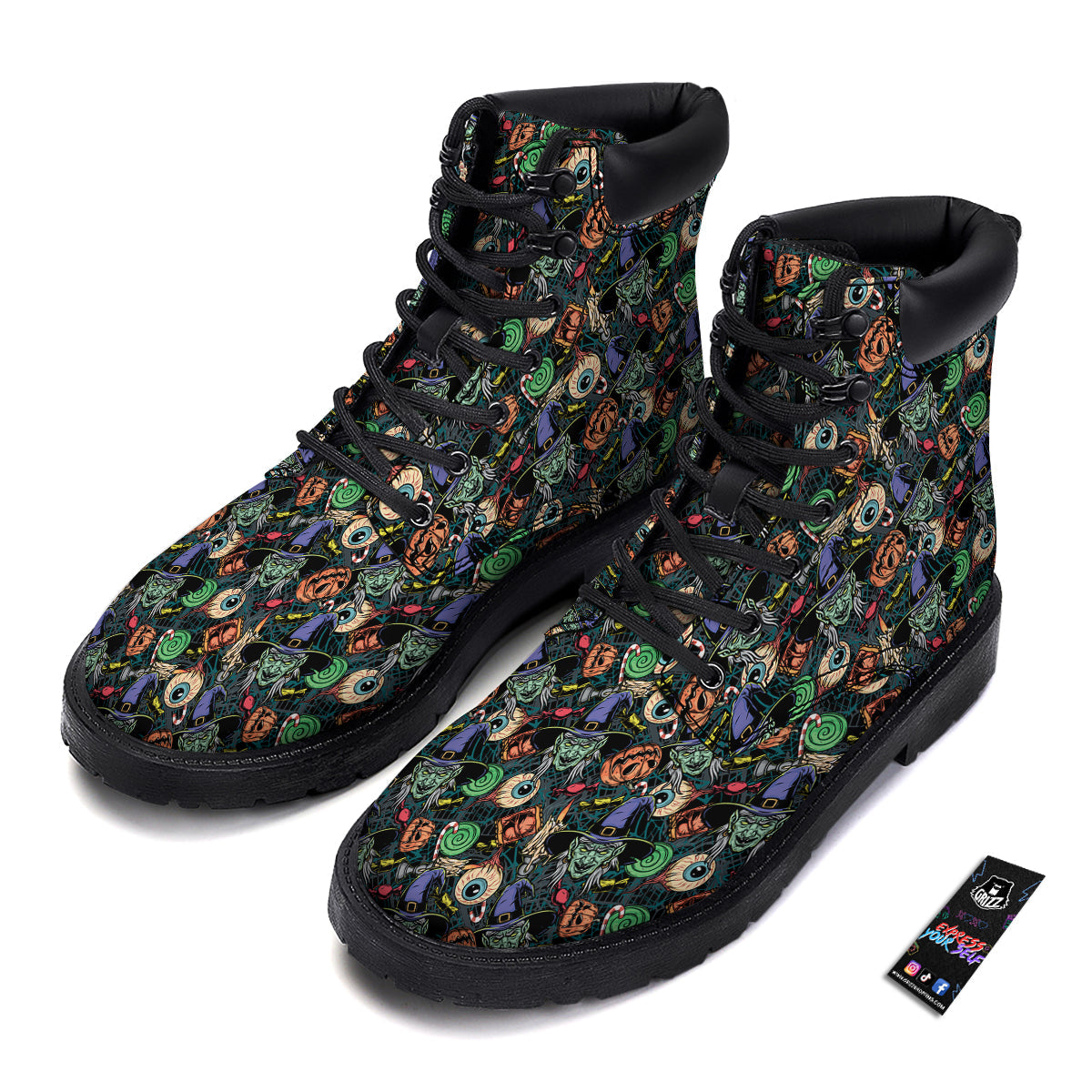 Witch Halloween Elements Print Pattern Boots-grizzshop
