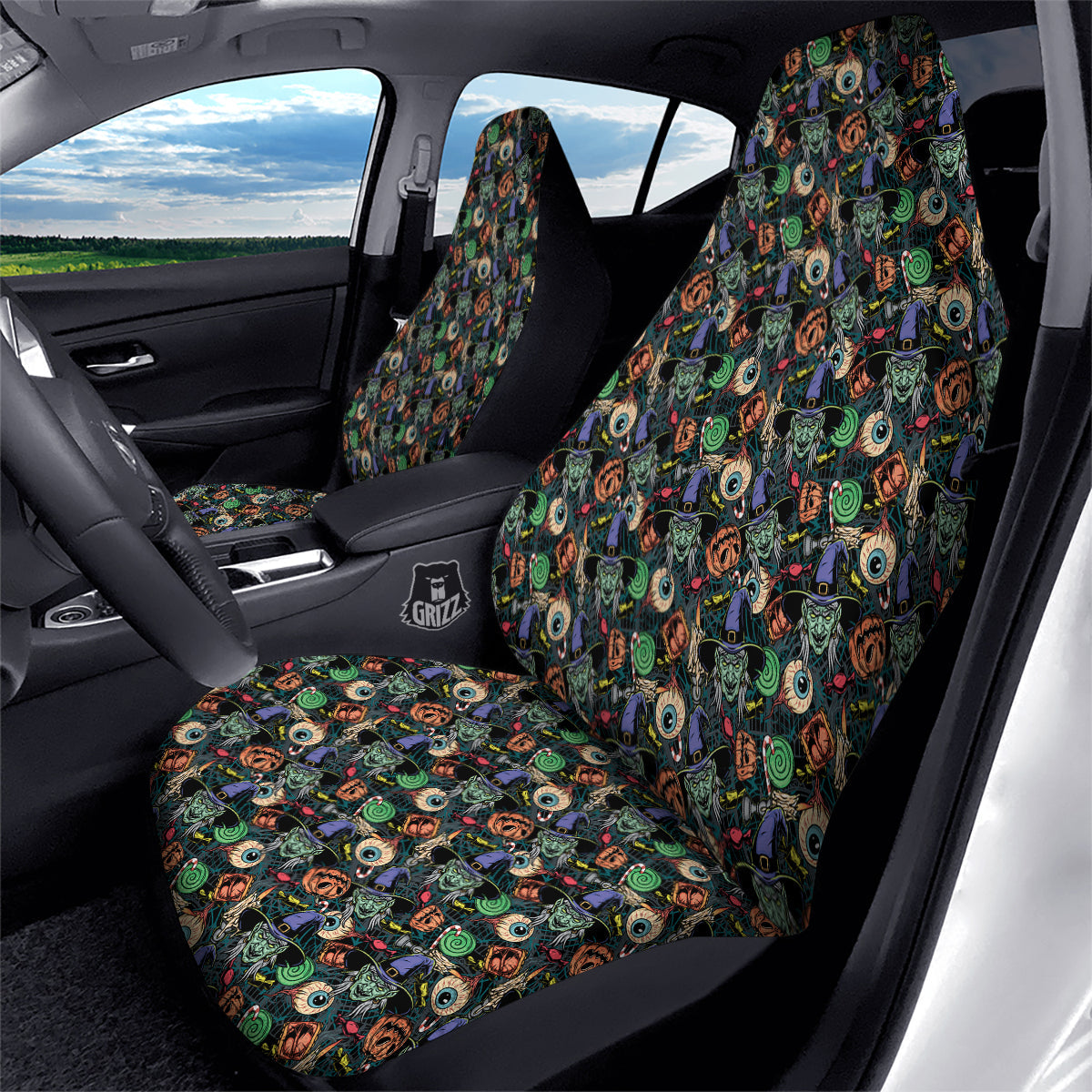 Witch Halloween Elements Print Pattern Car Seat Covers-grizzshop