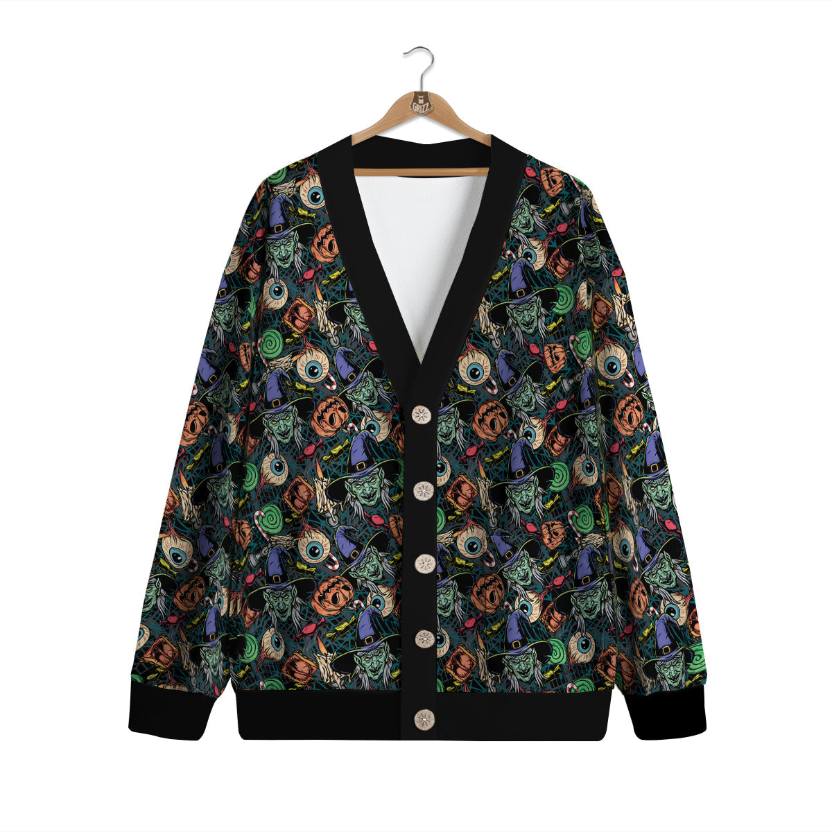 Witch Halloween Elements Print Pattern Cardigan-grizzshop