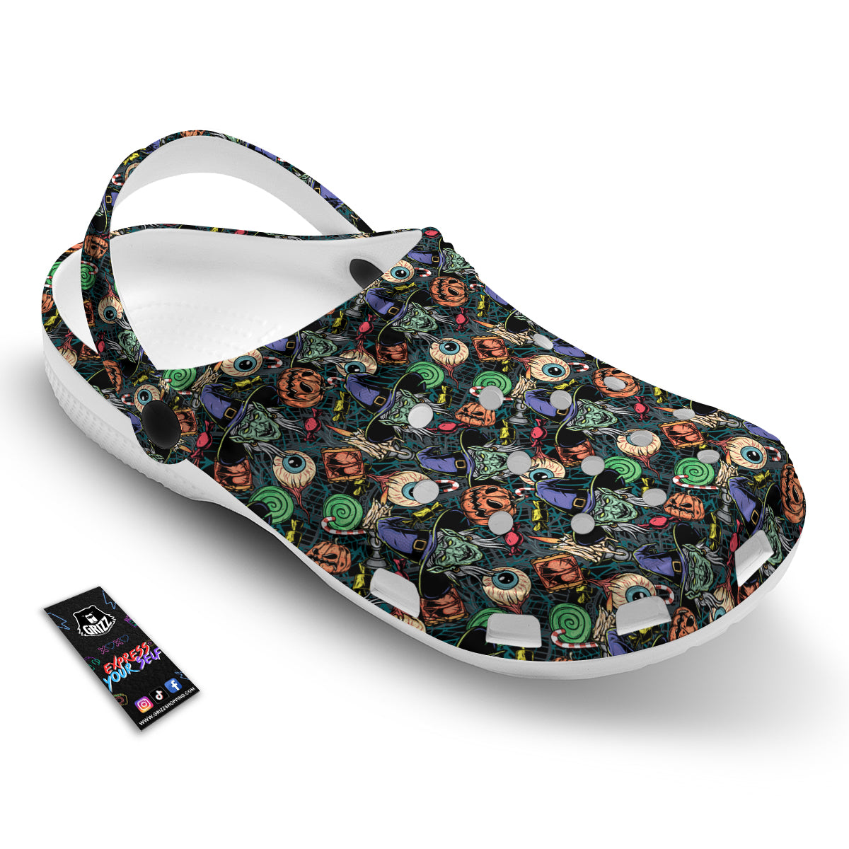 Witch Halloween Elements Print Pattern Clog-grizzshop