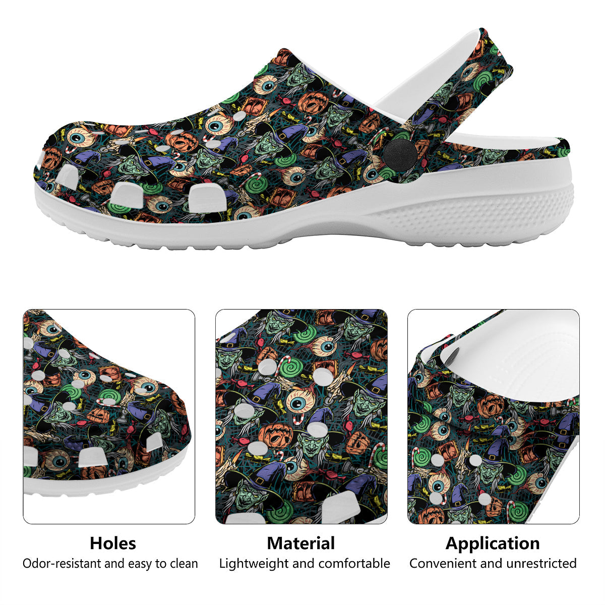 Witch Halloween Elements Print Pattern Clog-grizzshop