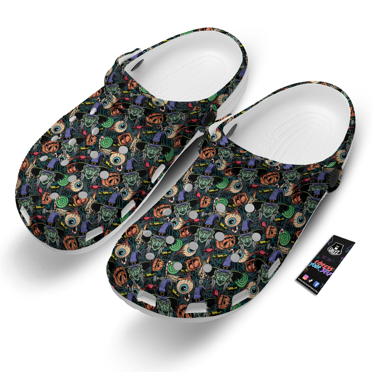 Witch Halloween Elements Print Pattern Clog-grizzshop