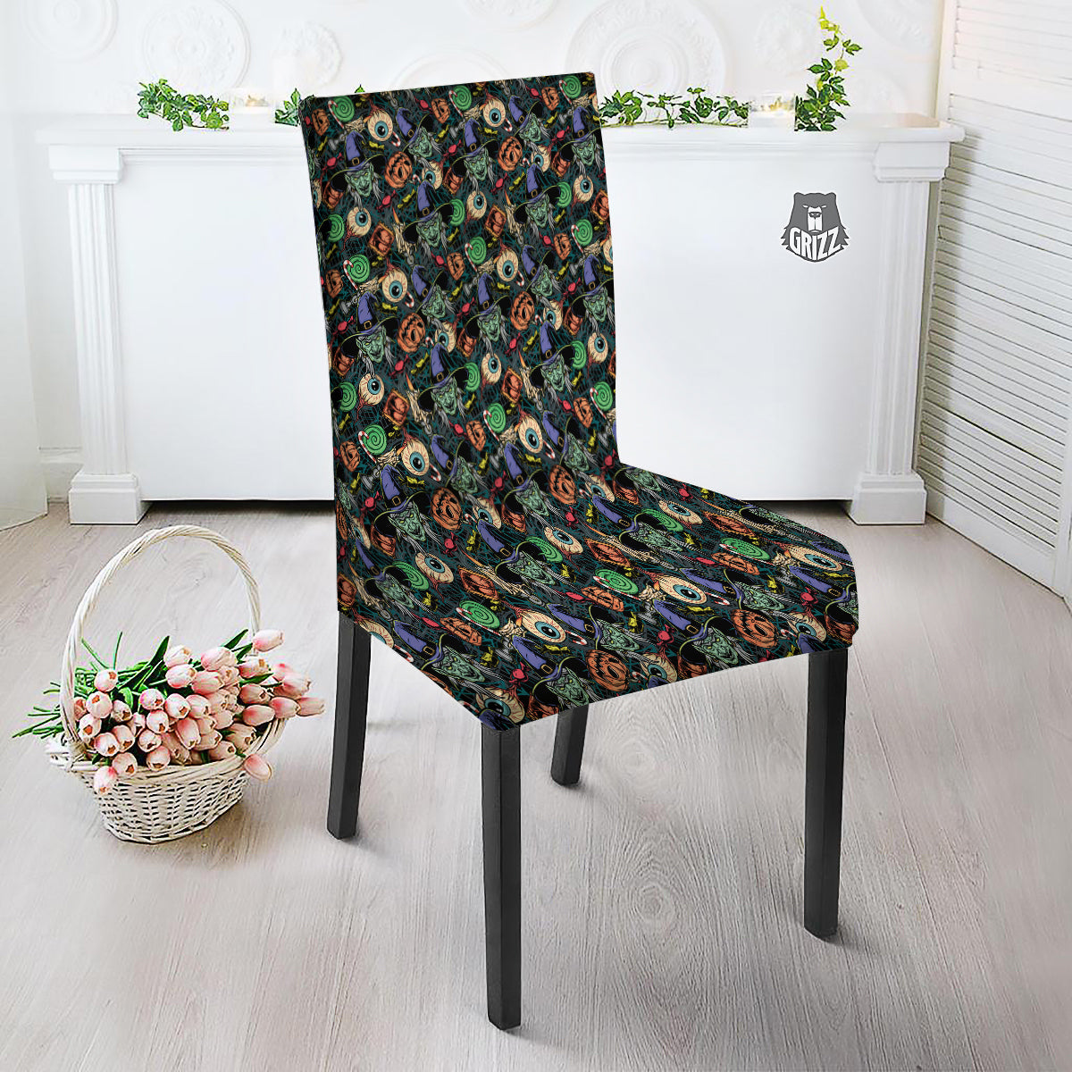 Witch Halloween Elements Print Pattern Dining Chair Slipcover-grizzshop