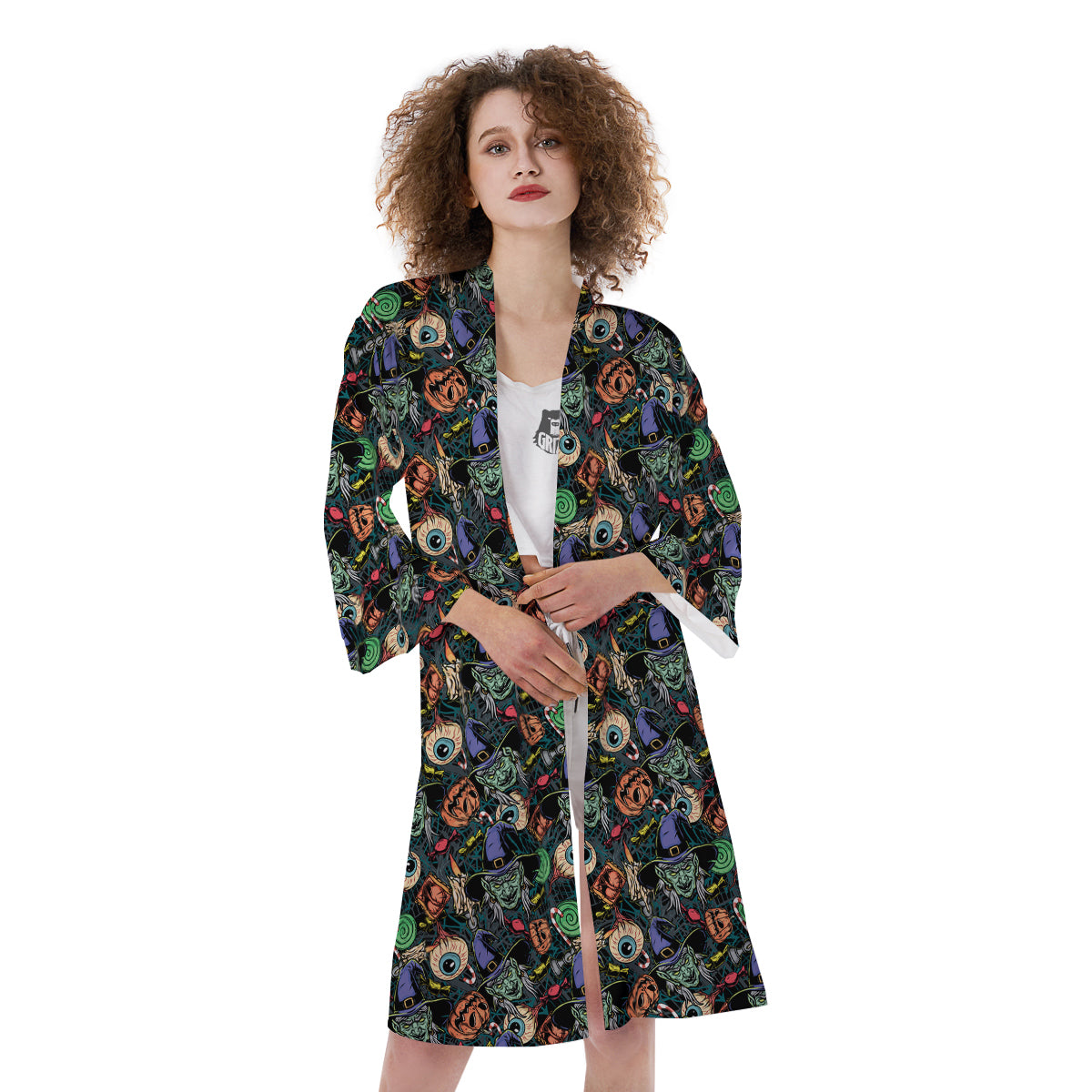 Witch Halloween Elements Print Pattern Kimono-grizzshop