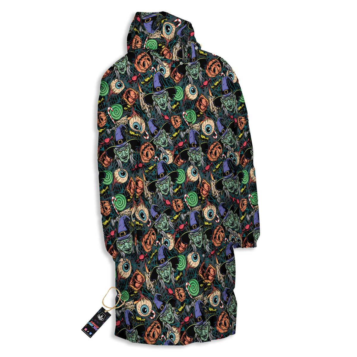 Witch Halloween Elements Print Pattern Long Down Jacket-grizzshop