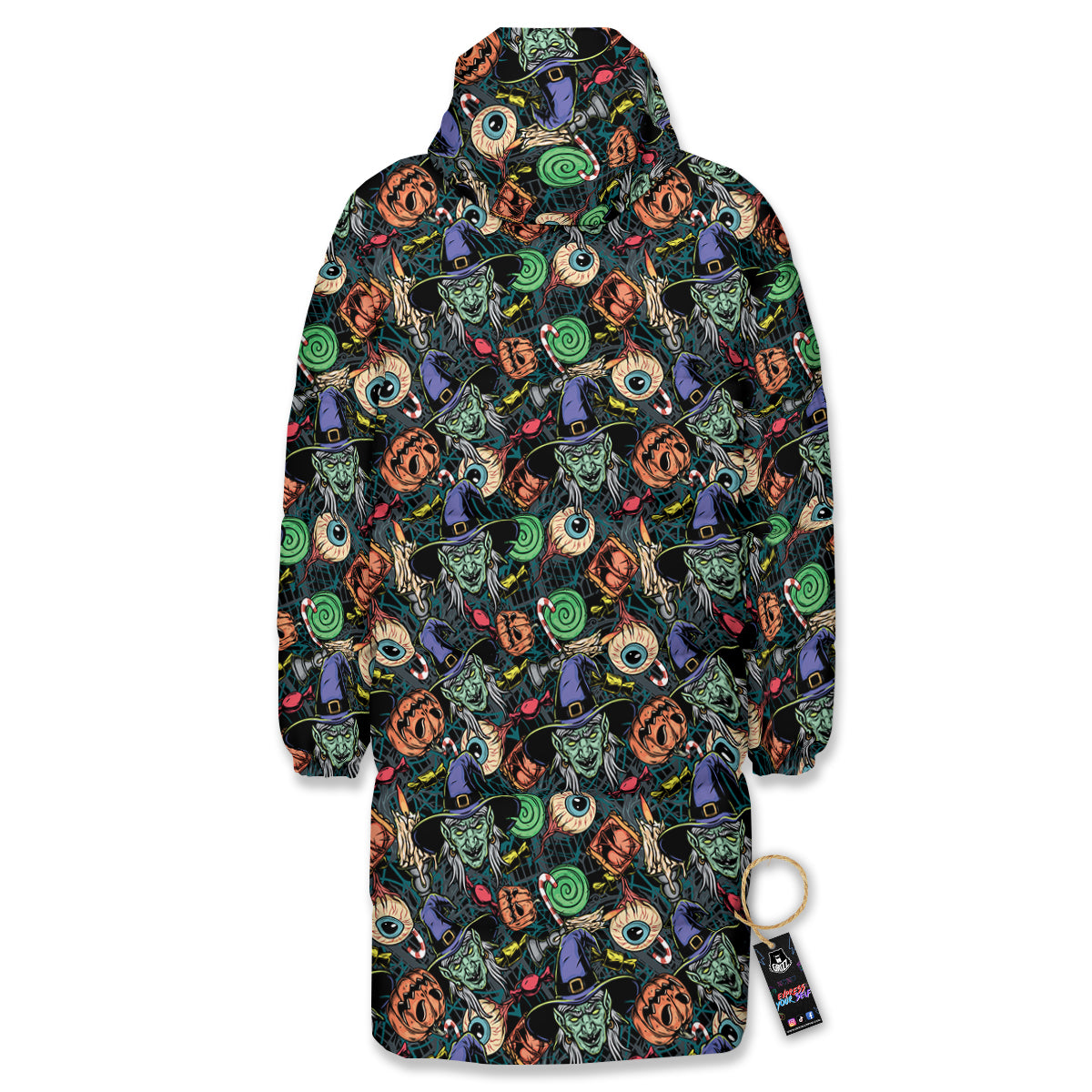 Witch Halloween Elements Print Pattern Long Down Jacket-grizzshop
