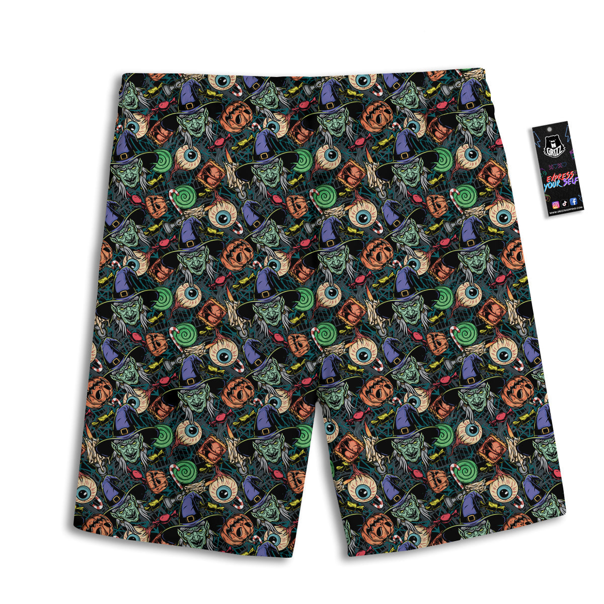 Witch Halloween Elements Print Pattern Men's Athletic Shorts