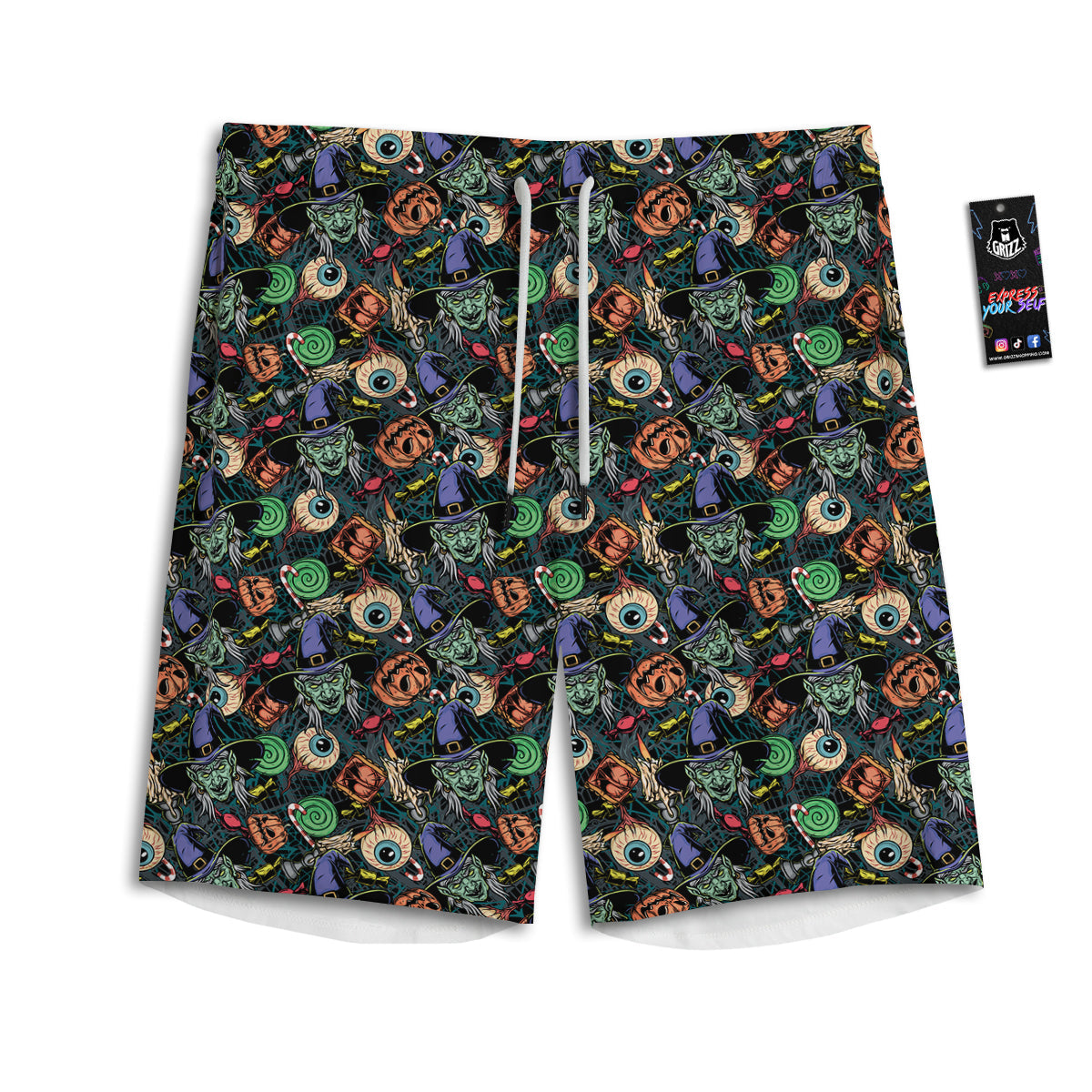 Witch Halloween Elements Print Pattern Men's Athletic Shorts