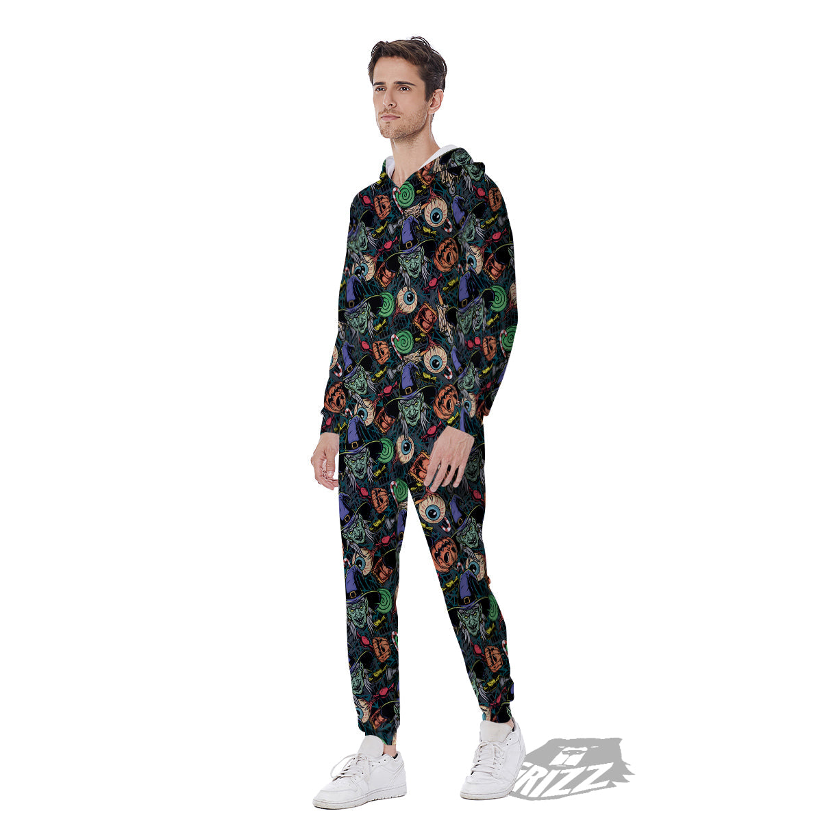 Witch Halloween Elements Print Pattern Men's Jumpsuit-grizzshop