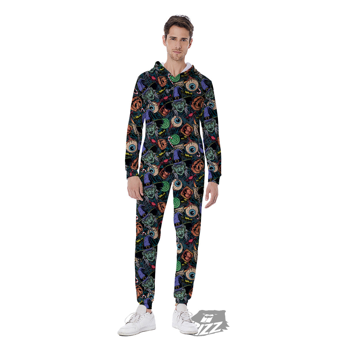 Witch Halloween Elements Print Pattern Men's Jumpsuit-grizzshop
