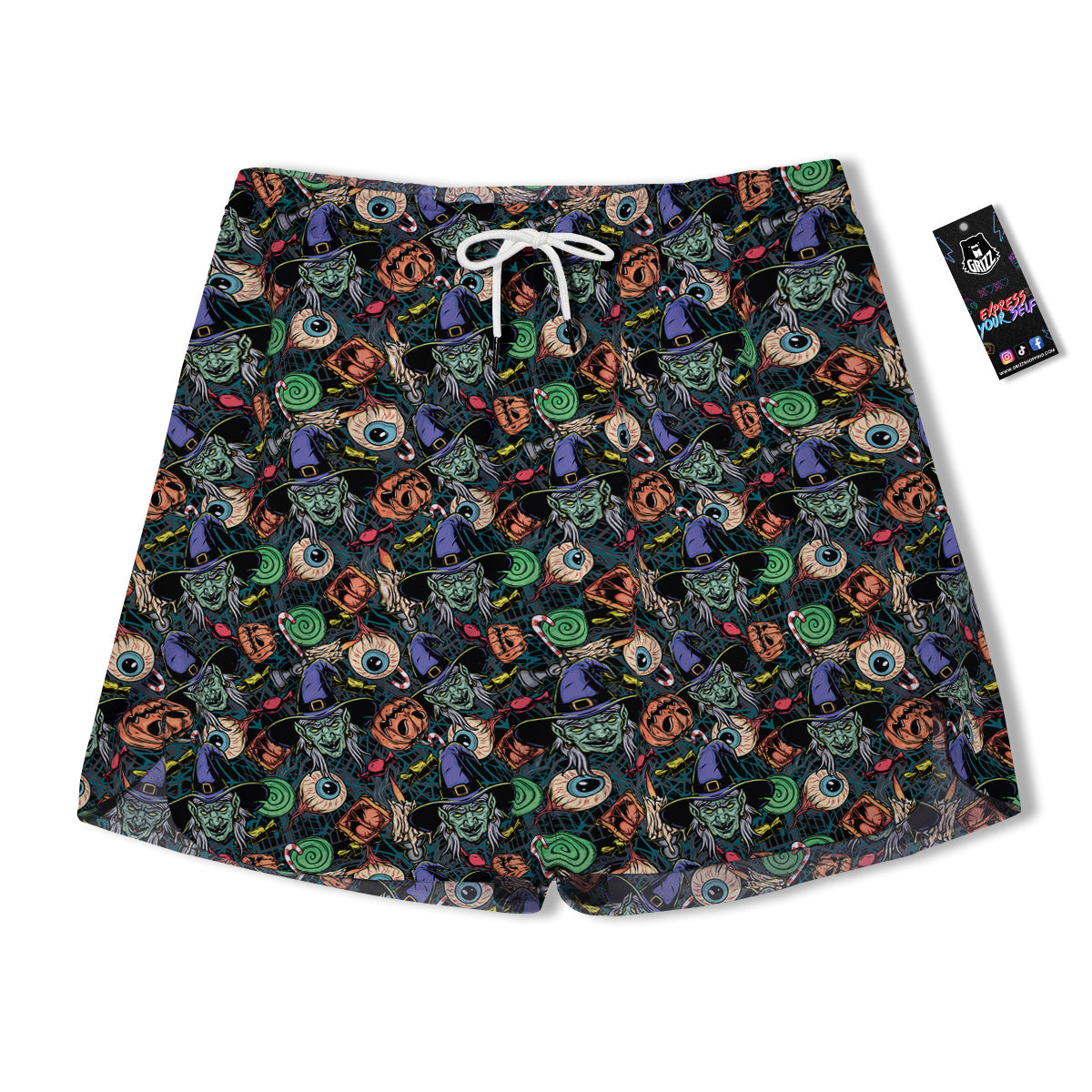 Witch Halloween Elements Print Pattern Men's Running Shorts-grizzshop