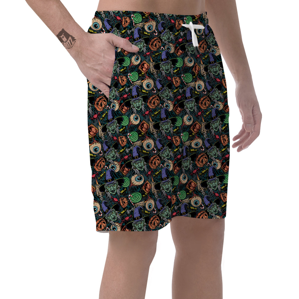 Witch Halloween Elements Print Pattern Men's Shorts-grizzshop