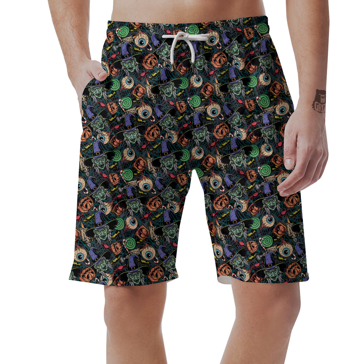 Witch Halloween Elements Print Pattern Men's Shorts-grizzshop