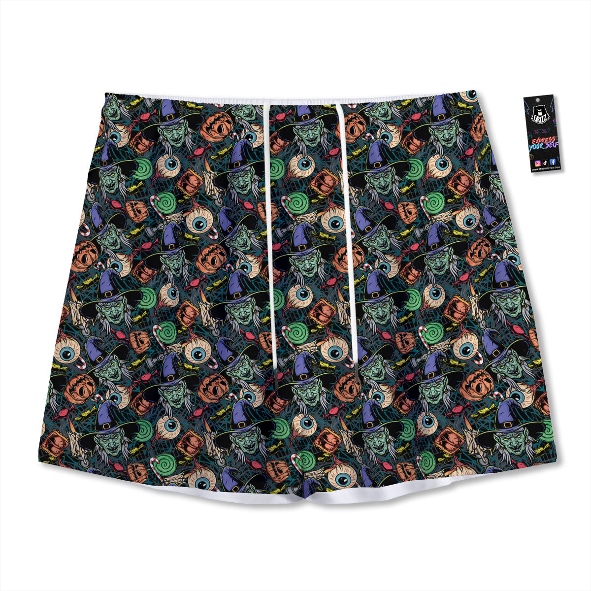 X-Ray Elephant Skeleton Print Pattern Mesh Shorts