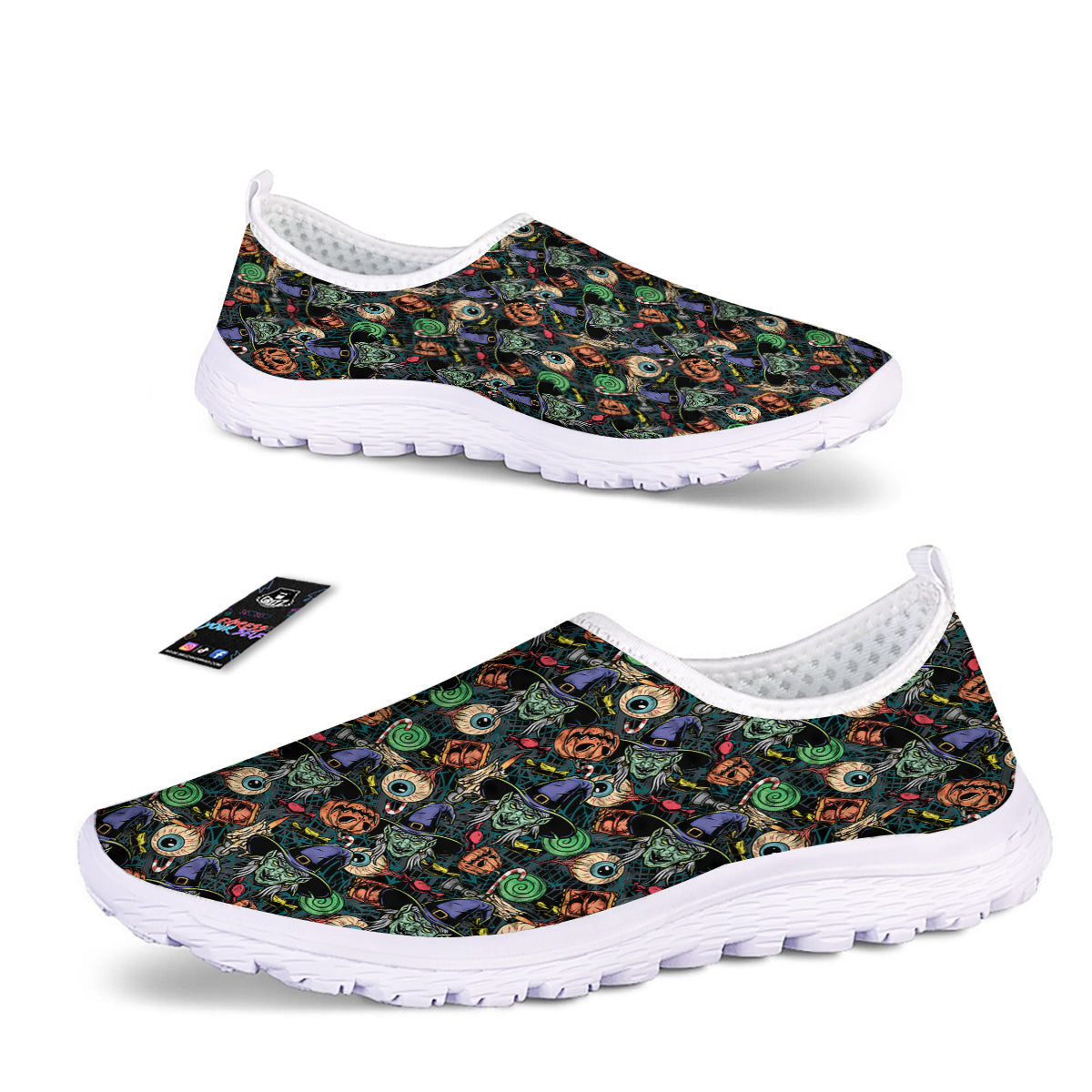 Witch Halloween Elements Print Pattern Nurse Shoes-grizzshop